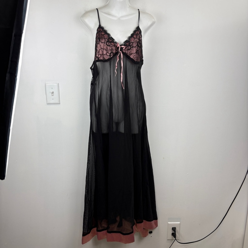 Sweet Heart Lace Mesh Slip Dress Babydoll Nightgown Y2K Whimsical Fairy Grunge